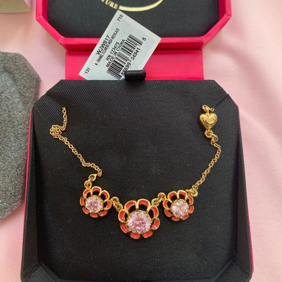 New Juicy Couture Enamel Flowers Wish Necklace - Picture 1 of 2